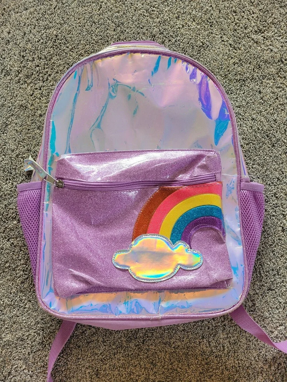 Girls Iridescent Rainbow Glitter Backpack